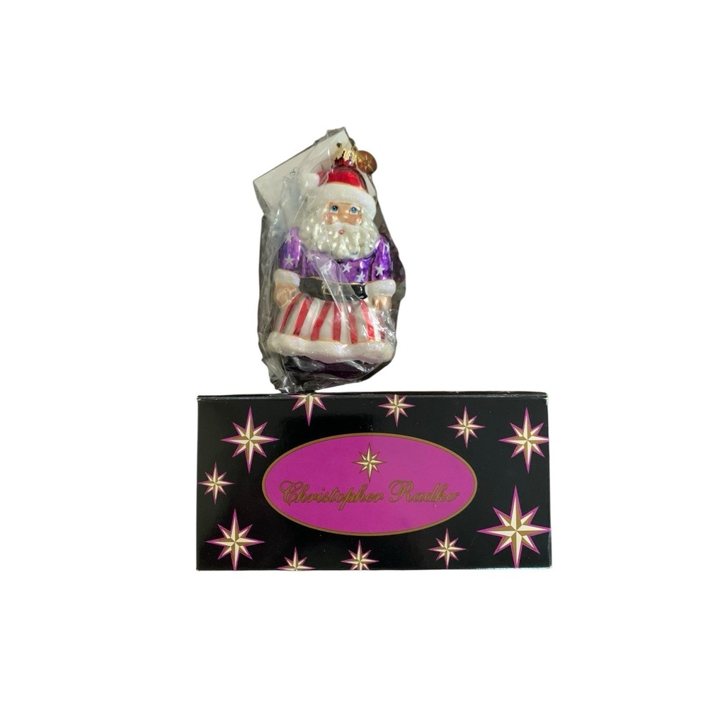 Christopher Radko Uncle Sam Santa American Flag Patriotic Glass Ornament Poland